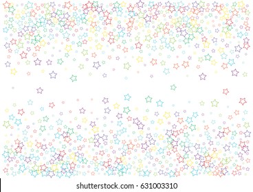 Festive colorful star confetti background. Vector illustration for decoration of holidays, postcards, posters, websites, carnivals, birthday and children's parties.