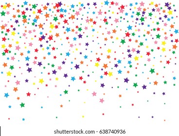 Festive colorful star confetti background. Rectangle vector texture for holidays, postcards, posters, websites, carnivals, birthday and children's parties. Cover mock-up