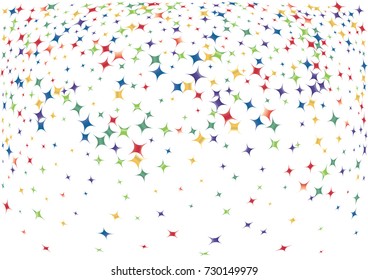 Festive colorful star confetti background. Twisted  vector texture for holidays, postcards, posters, websites, carnivals, birthday and children's parties. Cover mock-up. New year, Christmas theme