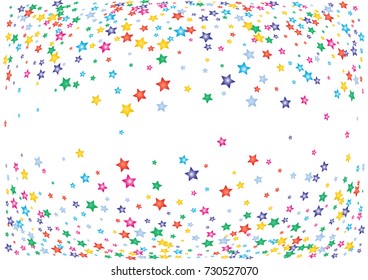 Festive colorful star confetti background. Twisted  vector texture for holidays, postcards, posters, websites, carnivals, birthday and children's parties. Cover mock-up. New year, Christmas theme