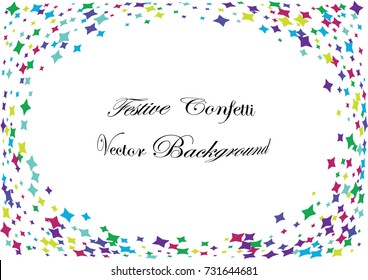 Festive colorful star confetti background. Twisted  vector texture for holidays, postcards, posters, websites, carnivals, birthday and children's parties. Cover mock-up. New year, Christmas theme