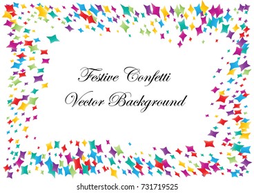 Festive colorful star confetti background. Twisted  vector texture for holidays, postcards, posters, websites, carnivals, birthday and children's parties. Cover mock-up. New year, Christmas theme