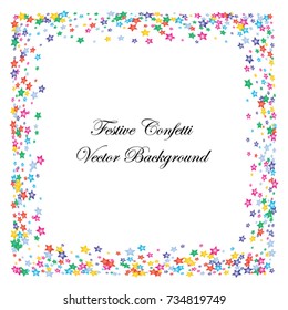 Festive colorful star confetti background. Twisted  vector texture for holidays, postcards, posters, websites, carnivals, birthday and children's parties. Cover mock-up. New year, Christmas theme