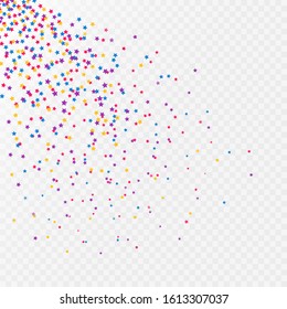 Festive colorful stars confetti background. Vector texture for holidays, postcards, websites, birthday and children's parties. Colorful confetti isolated. Ecstatic vector illustration.