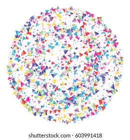 Festive colorful triangle confetti background. Vector illustration for decoration of holidays, postcards, posters, websites, carnivals, birthday and children's parties.