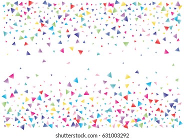 Festive colorful triangle confetti background. Vector illustration for decoration of holidays, postcards, posters, websites, carnivals, birthday and children's parties.