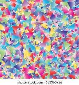 Festive colorful triangle confetti background. Square vector texture for holidays, postcards, posters, websites, carnivals, birthday and children's parties. Cover mock-up.