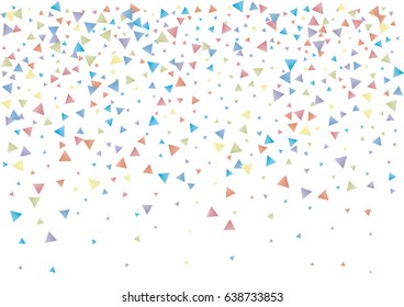 Festive colorful triangle confetti background. Rectangle vector texture for holidays, postcards, posters, websites, carnivals, birthday and children's parties. Cover mock-up.
