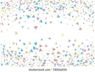 Festive colorful triangle confetti background. Twisted  vector texture for holidays, postcards, posters, websites, carnivals, birthday and children's parties. Cover mock-up. New year, Christmas theme