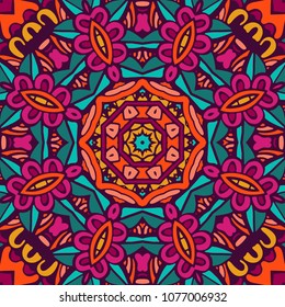 Festive Colorful Tribal ethnic seamless vector pattern ornamental. Geometric print