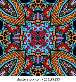 Festive Colorful Tribal ethnic seamless vector pattern ornamental