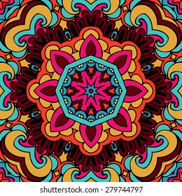 Festive Colorful Tribal ethnic seamless vector pattern ornamental