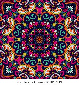 Festive Colorful Tribal ethnic seamless vector pattern ornamental.  
