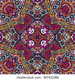 Festive Colorful Tribal ethnic seamless vector pattern ornamental