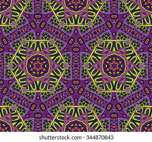 Festive Colorful Tribal ethnic seamless vector pattern ornamental