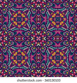 Festive Colorful Tribal ethnic seamless vector pattern ornamental. Geometric print