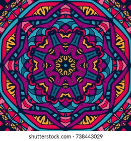 Festive Colorful Tribal ethnic seamless vector pattern ornamental