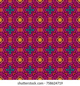 Festive Colorful Tribal ethnic seamless vector pattern ornamental. Geometric print