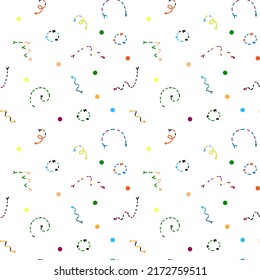 Patrón vector colorido festivo sobre un fondo transparente. Punteros en diferentes direcciones, torcidos, con pétalos y espacios.