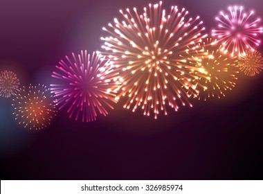 Festive Colour Firework Background. Vector Illustration.