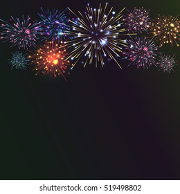 Festive Colour Firework Background. Vector Illustration. 10 Eps