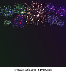 Festive colour firework background. Vector illustration. 10 eps