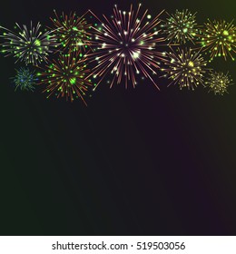 Festive colour firework background. Vector illustration. 10 eps