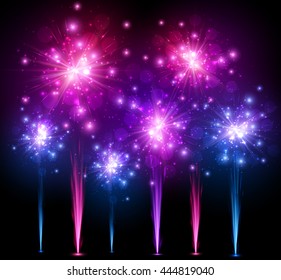 Festive colourful firework background. Vector illustration.