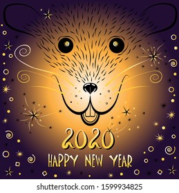 
Festive composition with a rat for 2020.