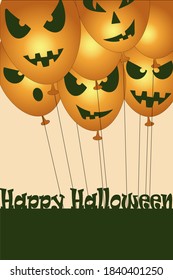 Festive concept for All saints ' Day. Background with balloons and Halloween greetings. You can use it for banner, flyer, invitation, website, greeting card and gift coupon.