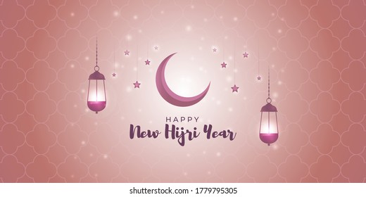 festive concept background for Islamic festival-Islamic new year, new Hijari year- happy muharram vector illustration 