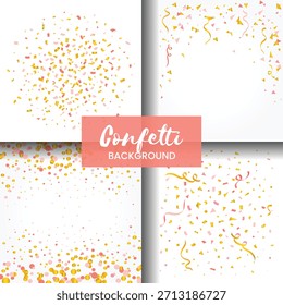 Fondo festivo de confeti con coloridos patrones de confeti. Confeti esparcido en diseños vibrantes. Perfecto para fiestas, celebraciones o eventos festivos. ¡Confeti de alegría! Vector de ilustración de fiesta de año Nuevo.