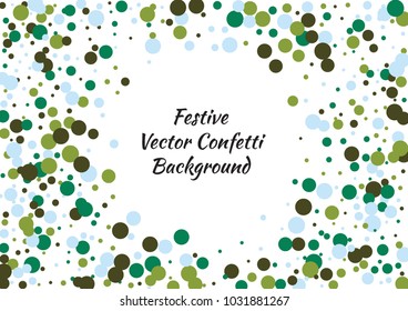 Festive confetti background. Frame vector pattern texture for holiday, postcard, poster, carnival, banner, birthday and children's parties. 