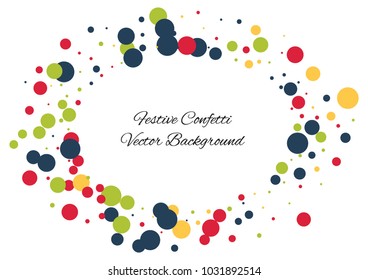 Festive confetti background. Frame vector pattern texture for holiday, postcard, poster, carnival, banner, birthday and children's parties.