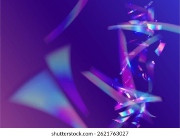 Festive Confetti. Carnival Glitter. Explosion Ribbon. Retro Texture. Purple Laser Effect. Digital Banner. Abstract Flag. Light Holographic Illustration. Pink Festive Confetti