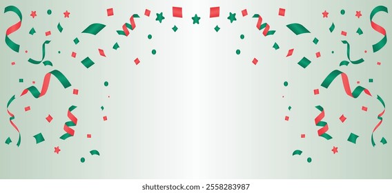 Festive Confetti Celebration Background in Red and Green