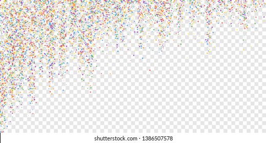 Festive confetti. Celebration stars. Childish bright stars on transparent background. Decent festive overlay template. Wondrous vector illustration.