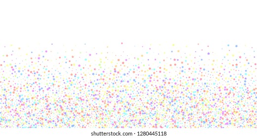 Festive confetti. Celebration stars. Colorful stars on white background. Dramatic festive overlay template. Elegant vector illustration.
