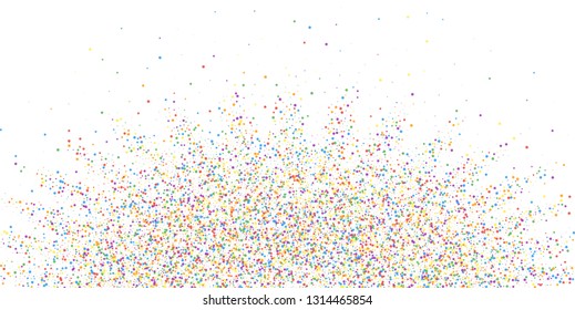 Festive confetti. Celebration stars. Colorful confetti on white background. Cute festive overlay template. Bewitching vector illustration.