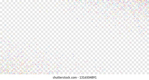 Festive confetti. Celebration stars. Colorful stars small on transparent background. Creative festive overlay template. Mesmeric vector illustration.