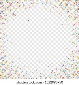 Festive confetti. Celebration stars. Colorful confetti on transparent background. Cool festive overlay template. Incredible vector illustration.