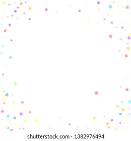 Festive confetti. Celebration stars. Colorful stars random on white background. Cool festive overlay template. Mind-blowing vector illustration.