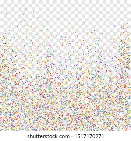 Festive confetti. Celebration stars. Colorful confetti on transparent background. Charming festive overlay template. Adorable vector illustration.