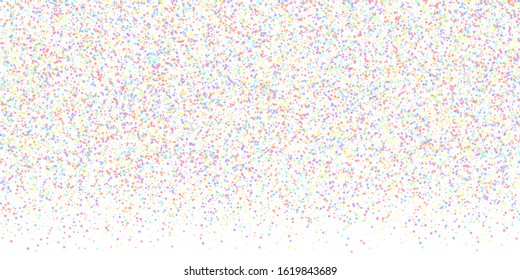 Festive confetti. Celebration stars. Colorful stars small on white background. Dramatic festive overlay template. Appealing vector illustration.