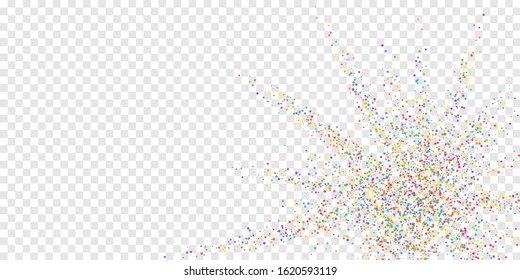Festive confetti. Celebration stars. Colorful confetti on transparent background. Curious festive overlay template. Gorgeous vector illustration.
