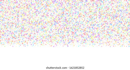 Festive confetti. Celebration stars. Colorful stars dense on white background. Divine festive overlay template. Alive vector illustration.