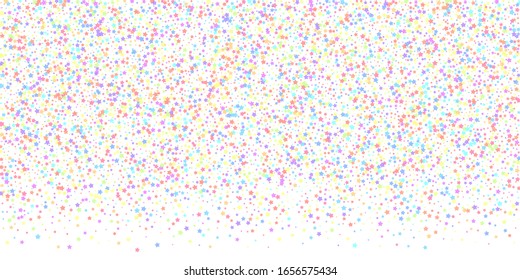 Festive confetti. Celebration stars. Colorful stars on white background. Divine festive overlay template. Valuable vector illustration.