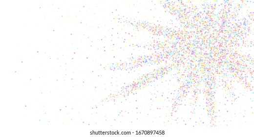 Festive Confetti. Celebration Stars. Colorful Stars Small On White Background. Curious Festive Overlay Template. Elegant Vector Illustration.