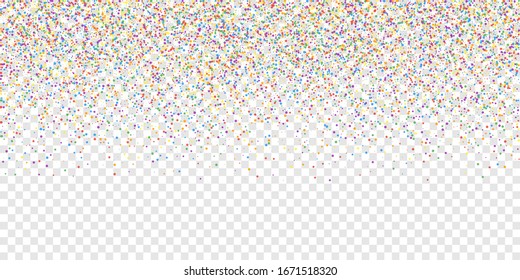 Festive confetti. Celebration stars. Colorful confetti on transparent background. Divine festive overlay template. Magnificent vector illustration.