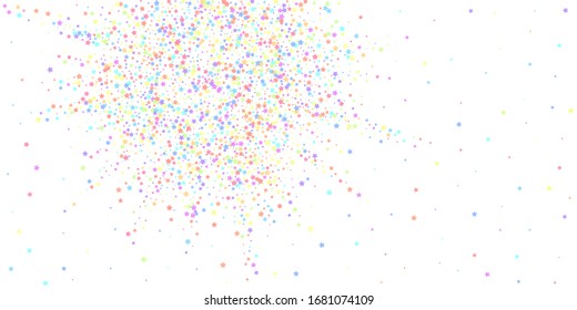 Festive Confetti. Celebration Stars. Colorful Stars On White Background. Cute Festive Overlay Template. Graceful Vector Illustration.